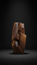 Walnut brown monolith resin-infused accent sculpture