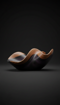 Obsidian black wave resin and walnut sculpture